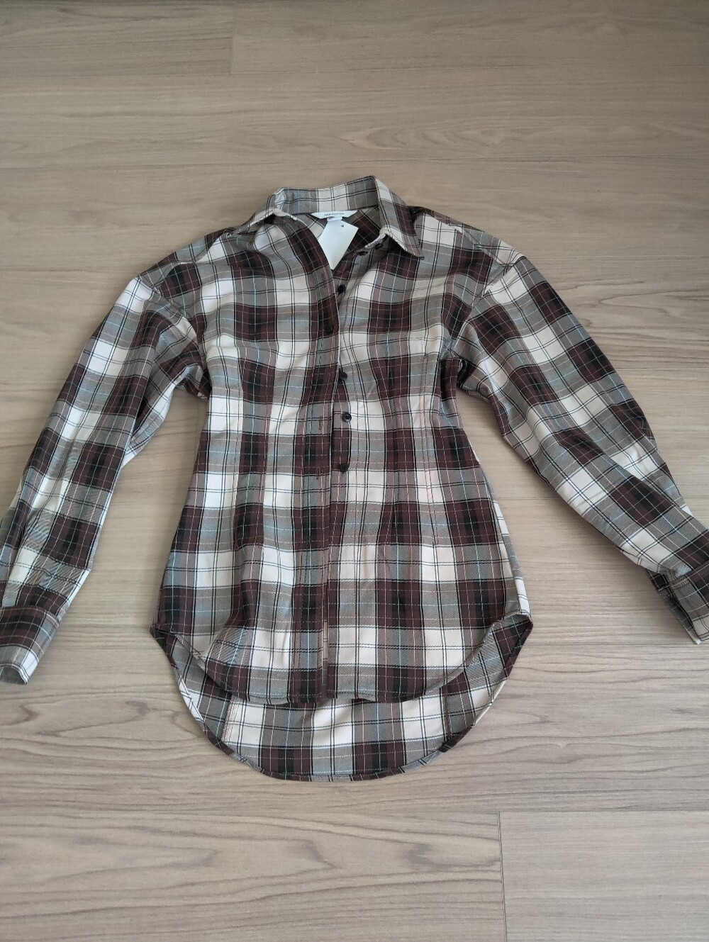 H& Brown Plaid Button-Up Shirt